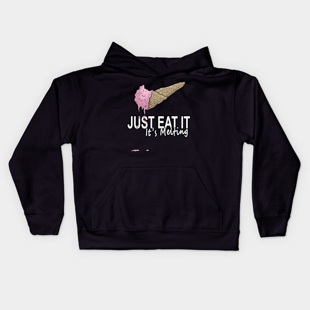 Just Eat It It’s Melting Funny Strawberry Ice Cream Fitness Kids Hoodie by FrontalLobe